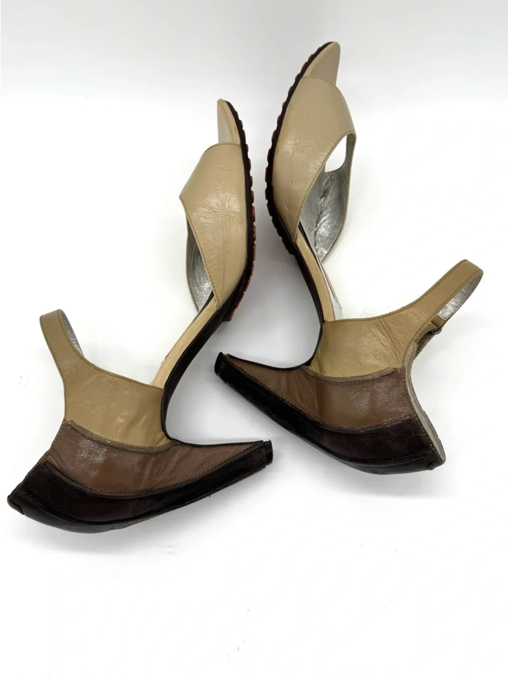 Tsubo SHALA Leather Open Toe Mary Jane Heels Sz 9 brown tan